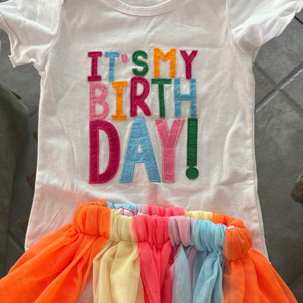 Colorful Birthday T-Shirt and Skirt Set